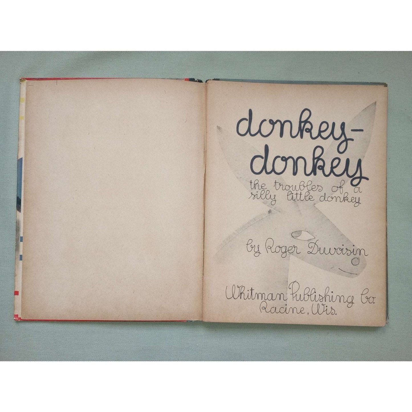 Donkey-Donkey by Roger Duvoisin First Edition 1934 Hardcover MISSING LAST 2 PGS