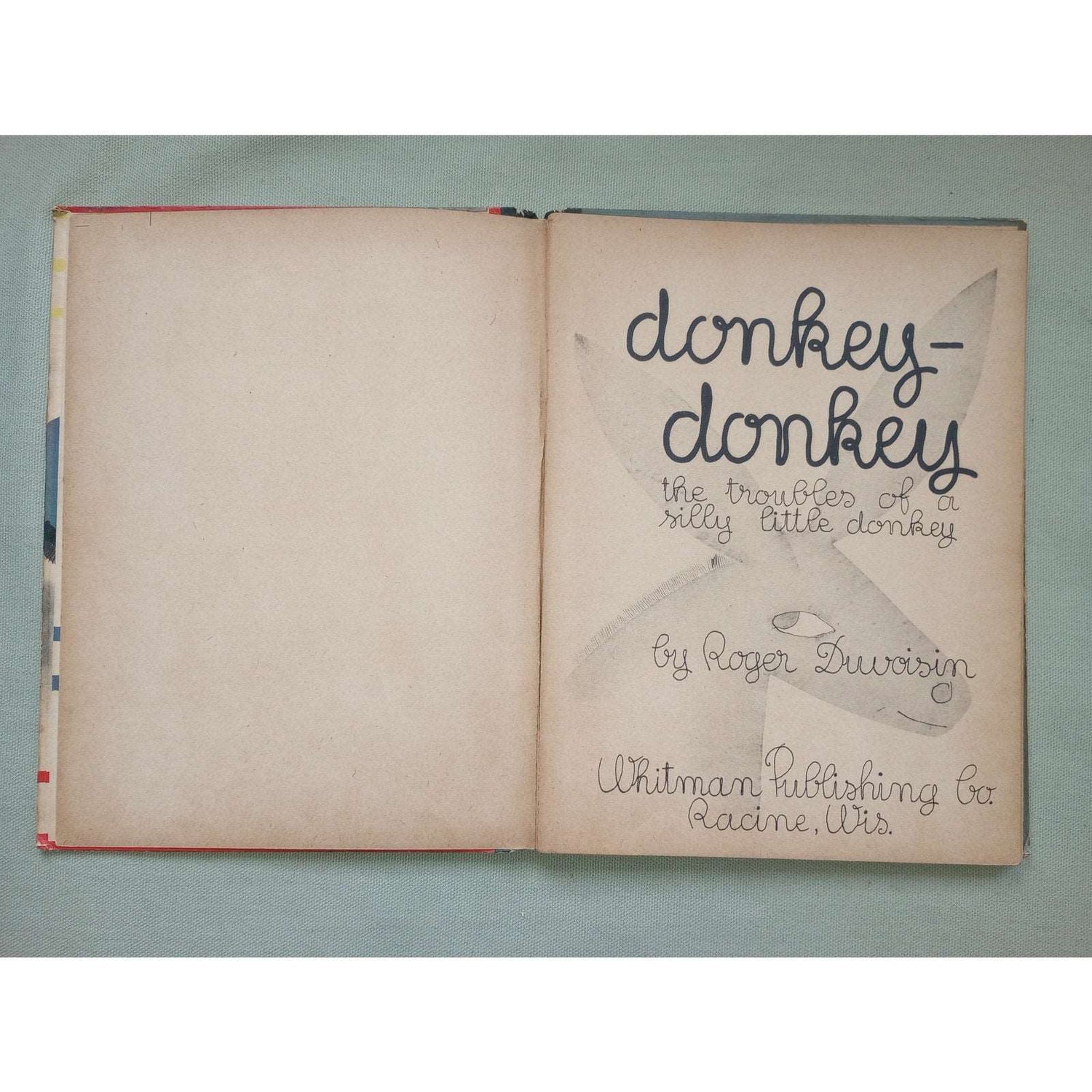 Donkey-Donkey by Roger Duvoisin First Edition 1934 Hardcover MISSING LAST 2 PGS