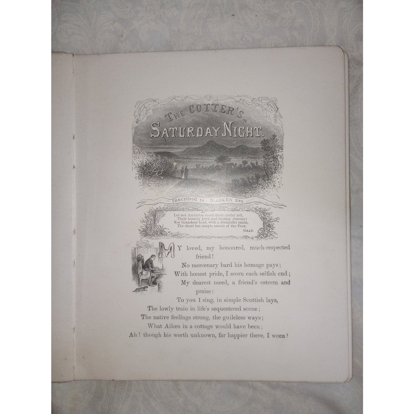 The Cotter's Saturday Night Robert Burns F.A. Chapman Art Victorian Binding Harp