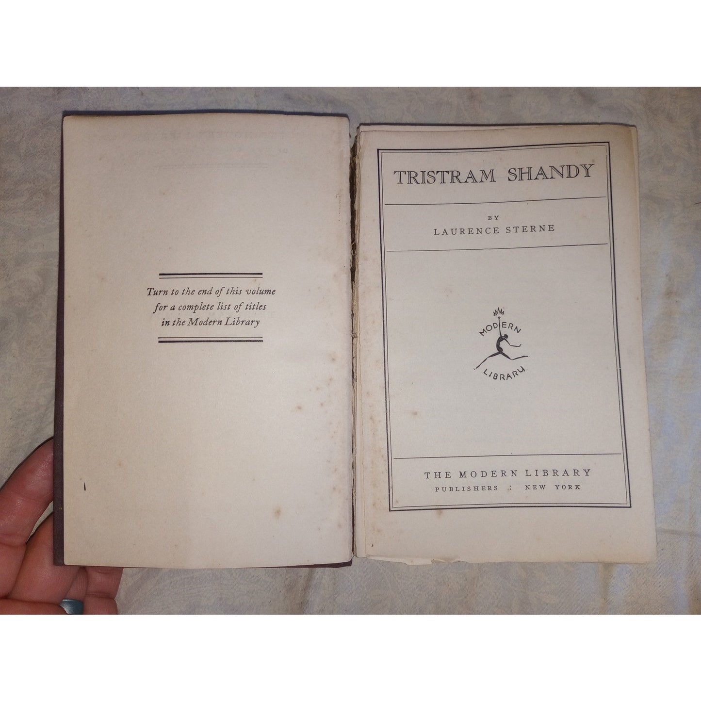 Tristram Shandy by Laurence Sterne 1928 1st Modern Library Edition Novel