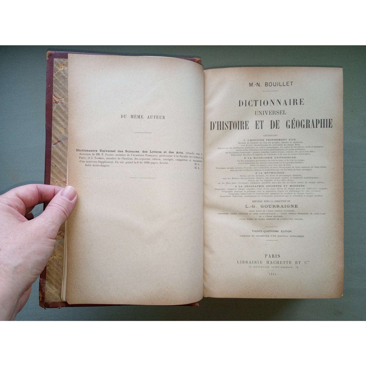 1914 Dictionnaire Universel D'Histoire & Geographie Antique LG French Dictionary