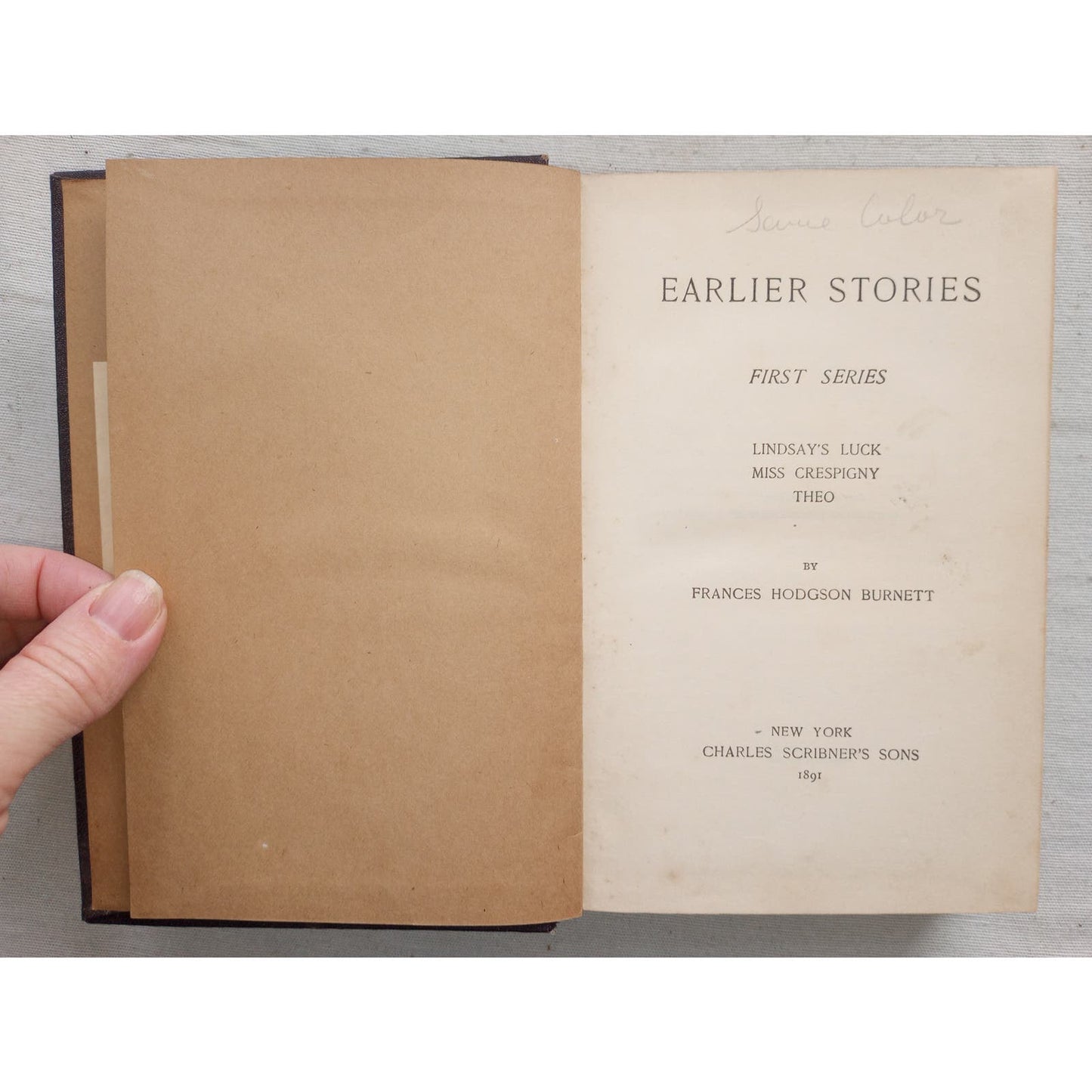 EARLIER STORIES LINDSAY'S LUCK THEO [FRANCES HODGSON BURNETT, 1891]