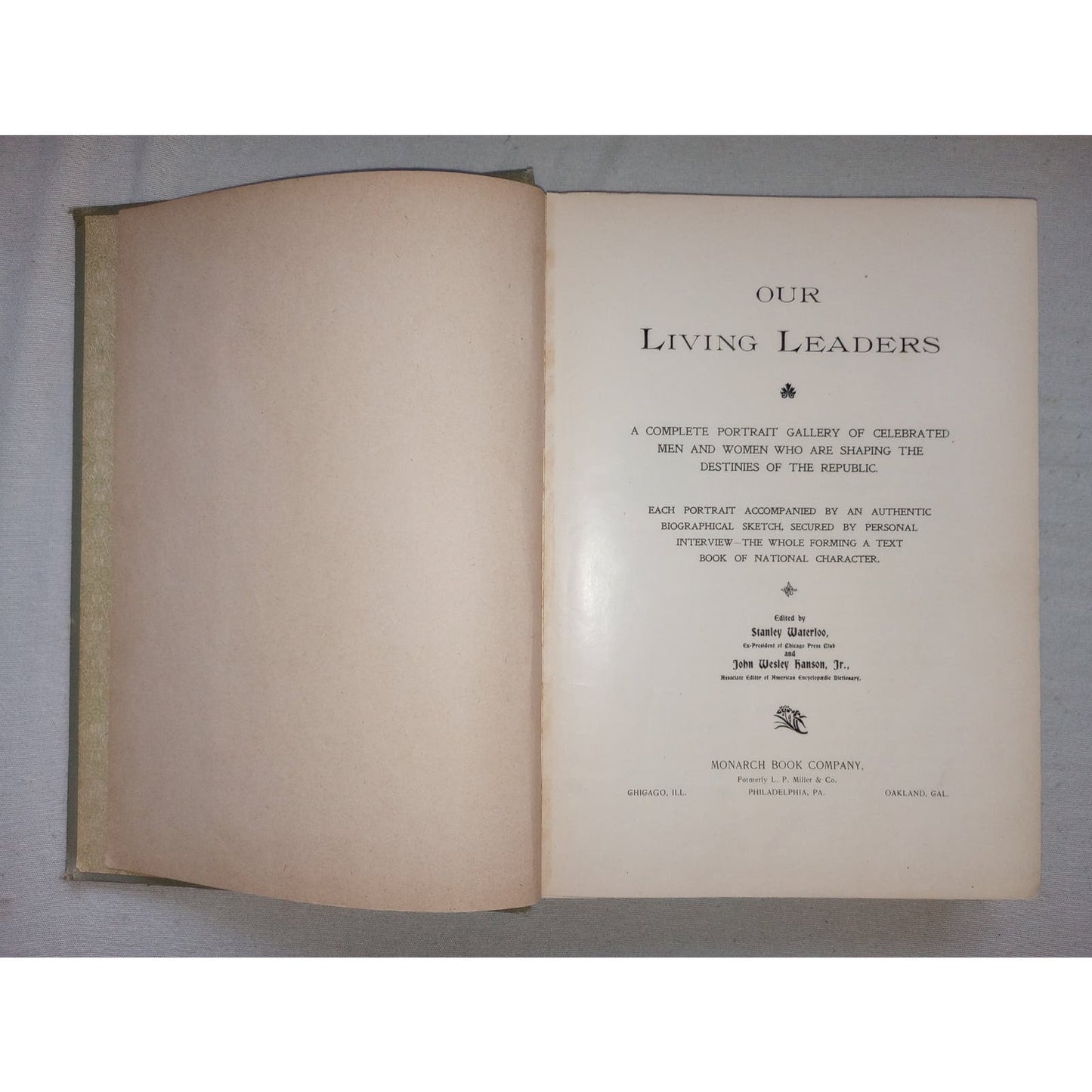 Our Living Leaders Portraits of Men & Women 1896 Thomas Edison Theodore Roosevelt