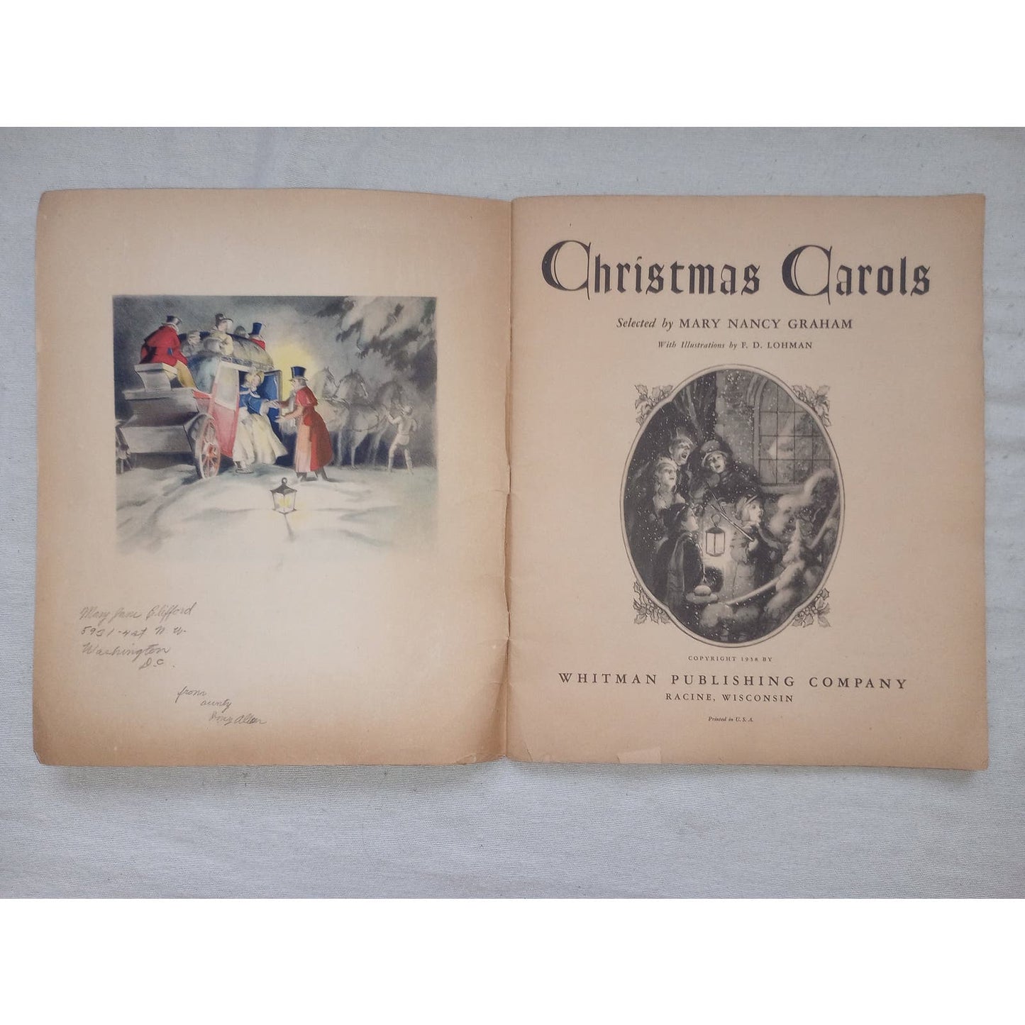 Christmas Carols [Mary Nancy Graham, 1938] Illustrated Sheet Music Book